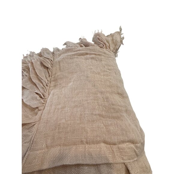 2 Wamsutta Vintage 1846 Beige Frayed Ruffle  Linen Euro Pillow Shams Boho Chic - Picture 14 of 15